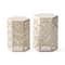 Glitzhome® White Floral Motif Hexagonal Garden Stool Set